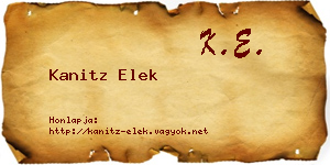 Kanitz Elek névjegykártya
